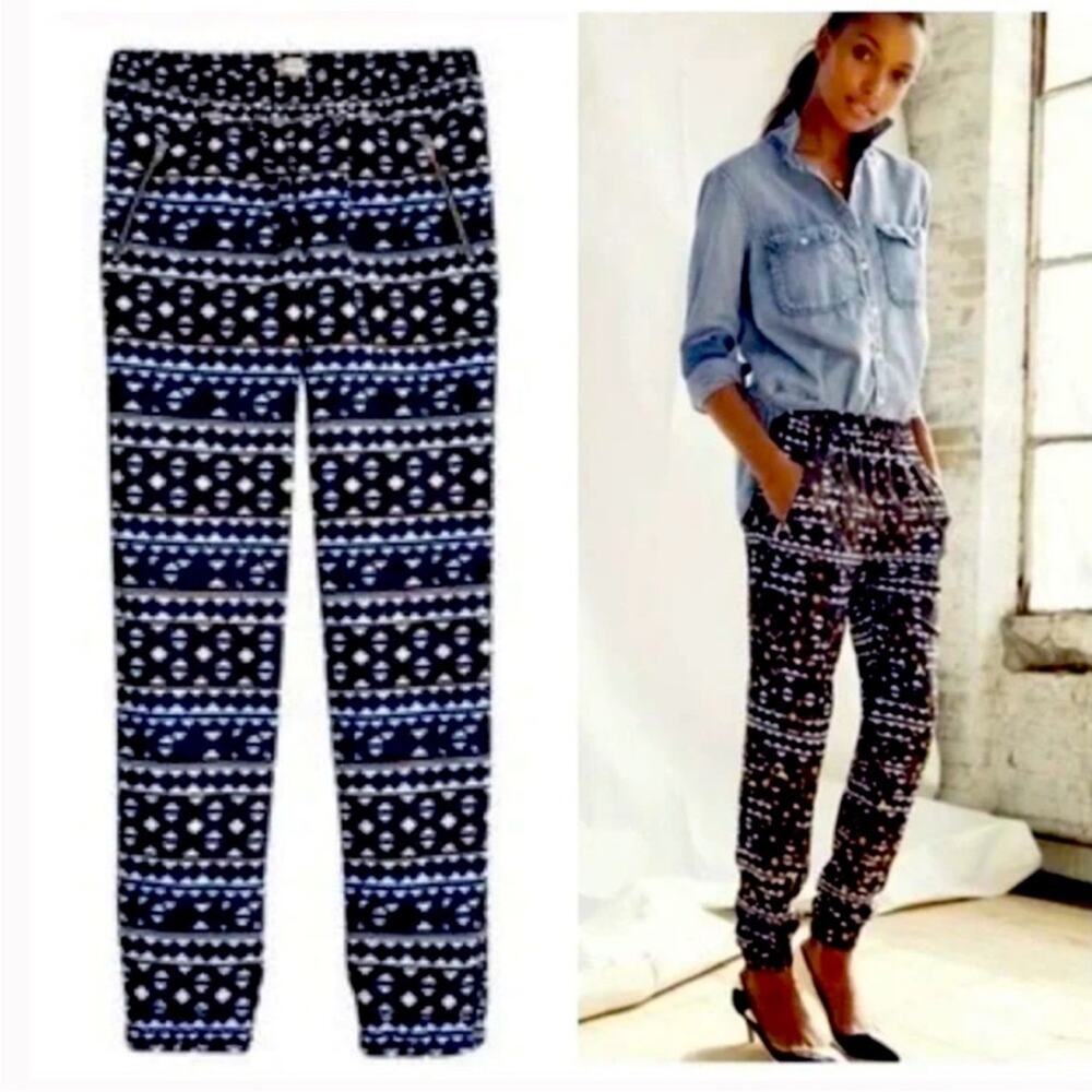 J. Crew Aztec Printed Women’s Joggers in Blue and Black size 6.